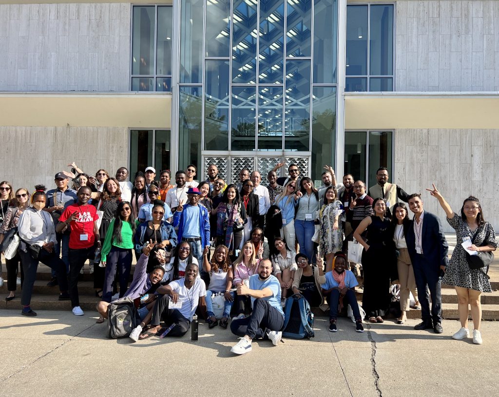 A large group photo of people posing
