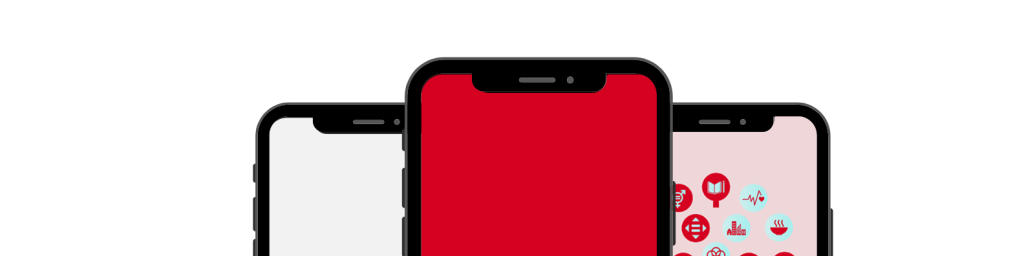 A banner image featuring halves of three iPhones featuring the IVolunteerNow app